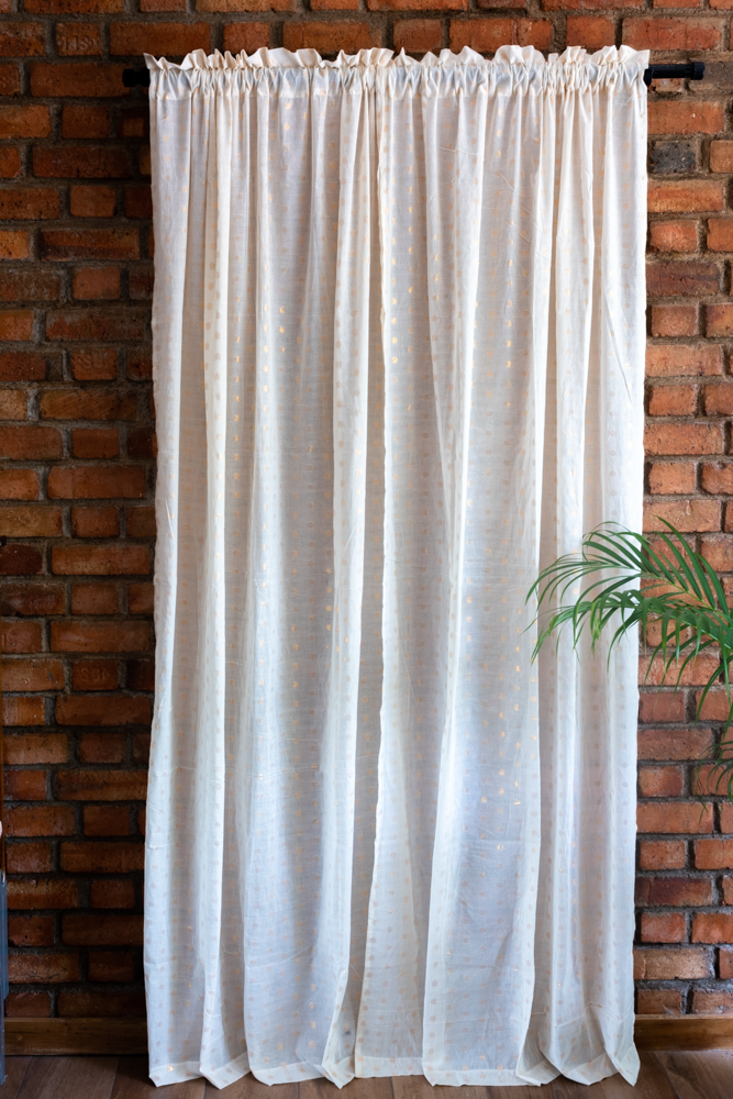 COTTON LUREX SHEER CURTAINS-7 feet