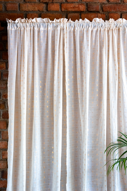 COTTON LUREX SHEER CURTAINS-7 feet