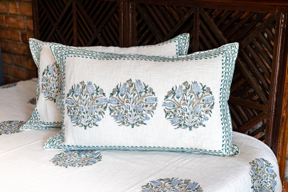 HANDBLOCK PRINTED TNT COTTON BEDCOVER SET-Queen size