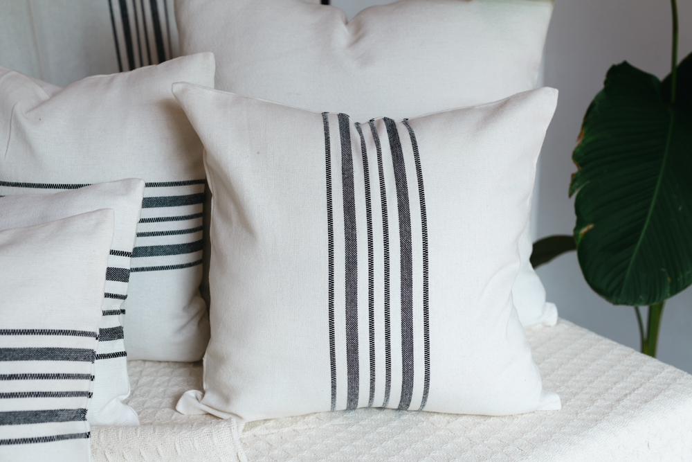 WOVEN STRIPES COTTON CUSHION COVERS-Set of 2