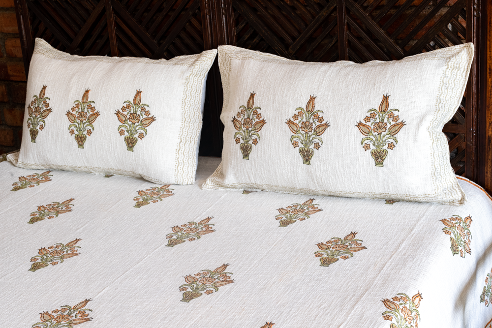 hand block printed bed cover