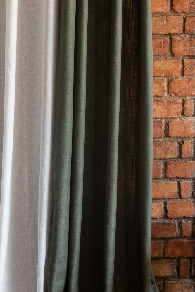 SAP GREEN OPAQUE CURTAINS-7Feet