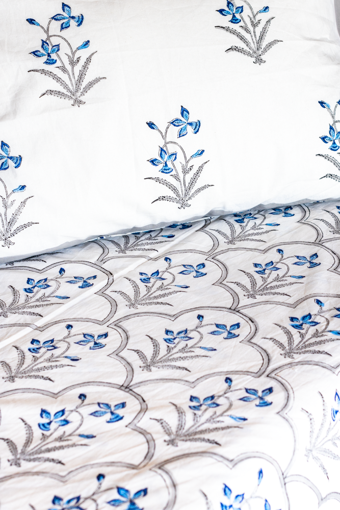 PREMIUM COTTON HAND BLOCK PRINTED BEDSHEET SET-Queen size