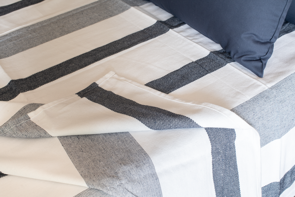 HANDLOOM COTTON STRIPES BED SHEET SET- DOUBLE SIZE