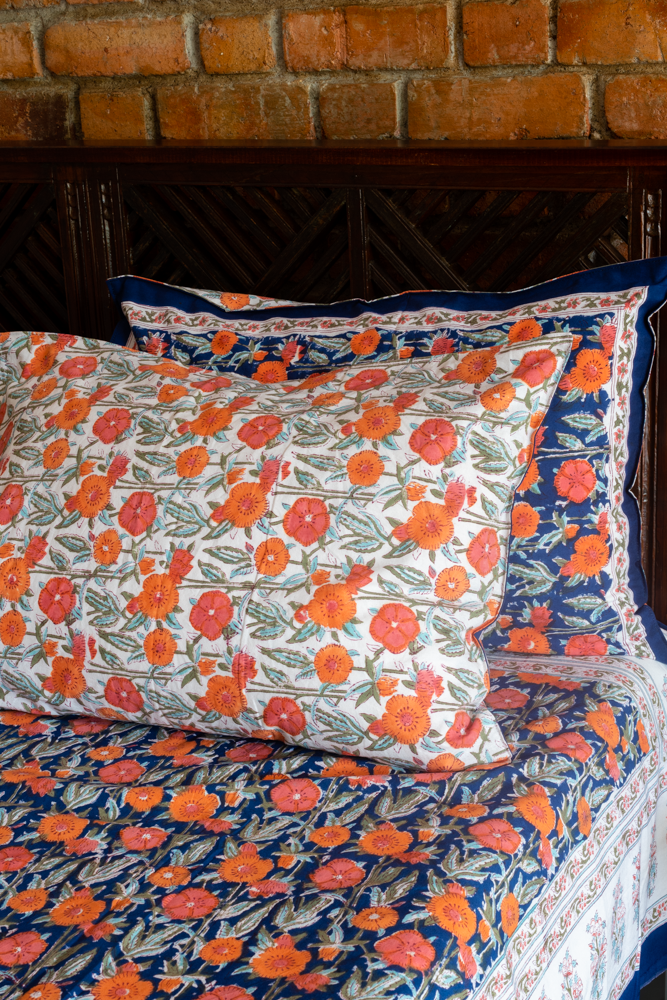 PREMIUM COTTON HAND BLOCK PRINTED BEDSHEET SET-Queen size