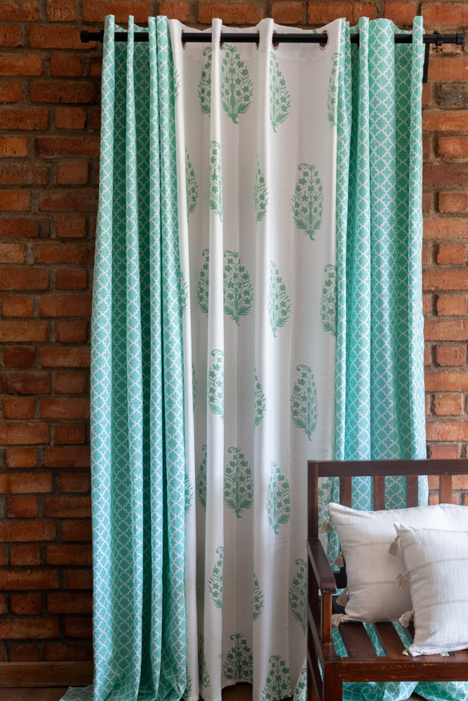 COTTON PRINTED OPAQUE CURTAINS-7 Feet-Single unit