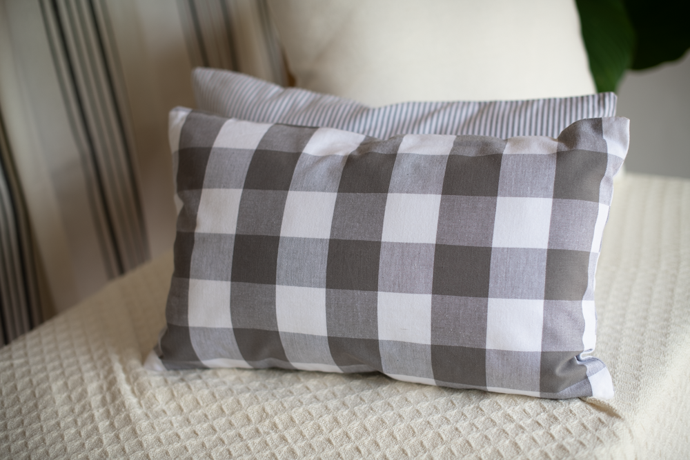 COTTON BUFFALO CHECKS CUSHION COVER-12" x 20"(Set of 2)