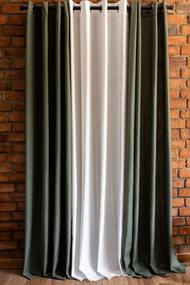 SAP GREEN OPAQUE CURTAINS-7Feet