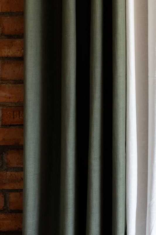 SAP GREEN OPAQUE CURTAINS-7Feet