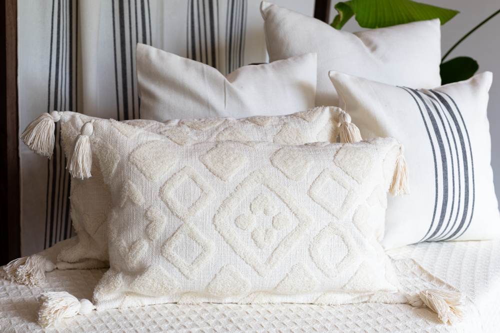 Off white tufted cushion covers for sale