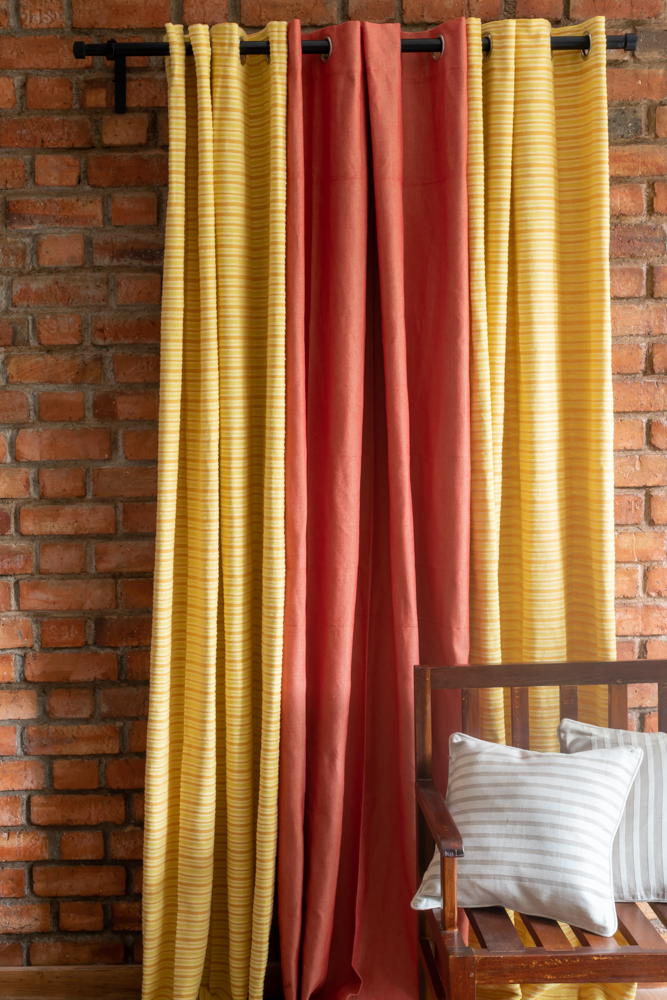 RUST ORANGE COTTON OPAQUE CURTAINS-7Feet